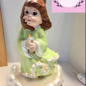 ceramic angel nightlight angel ceramic night light girl angel angel light night light angel night light communion gift angel on a cloud