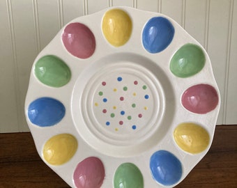 Ostern Eierschale/Teufeleierplatte/Teufelseierplatte aus Keramik/Teufelseiablage/Eierschale/Ostereierschale/Teufelseischale für Ostern