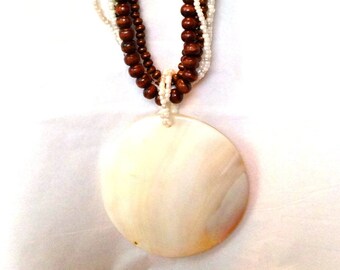 Handmade Vintage Mother Of Pearl Multi Strand Beachy Shell Necklace, Jewelsbynanna Jewelry