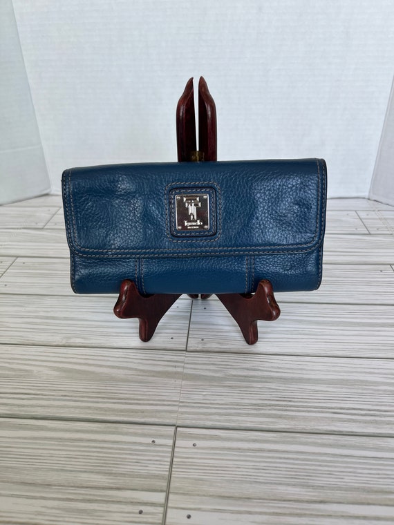 Tignanello Leather Blue Pebbled Wallet