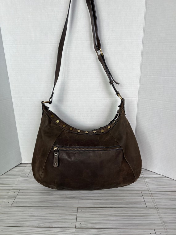 BORN Brown Leather Western Boho crossbody bag