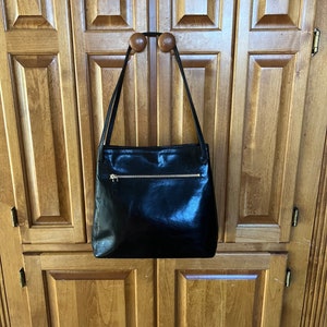 Vintage Monsac Original Black Leather Shoulder Bag