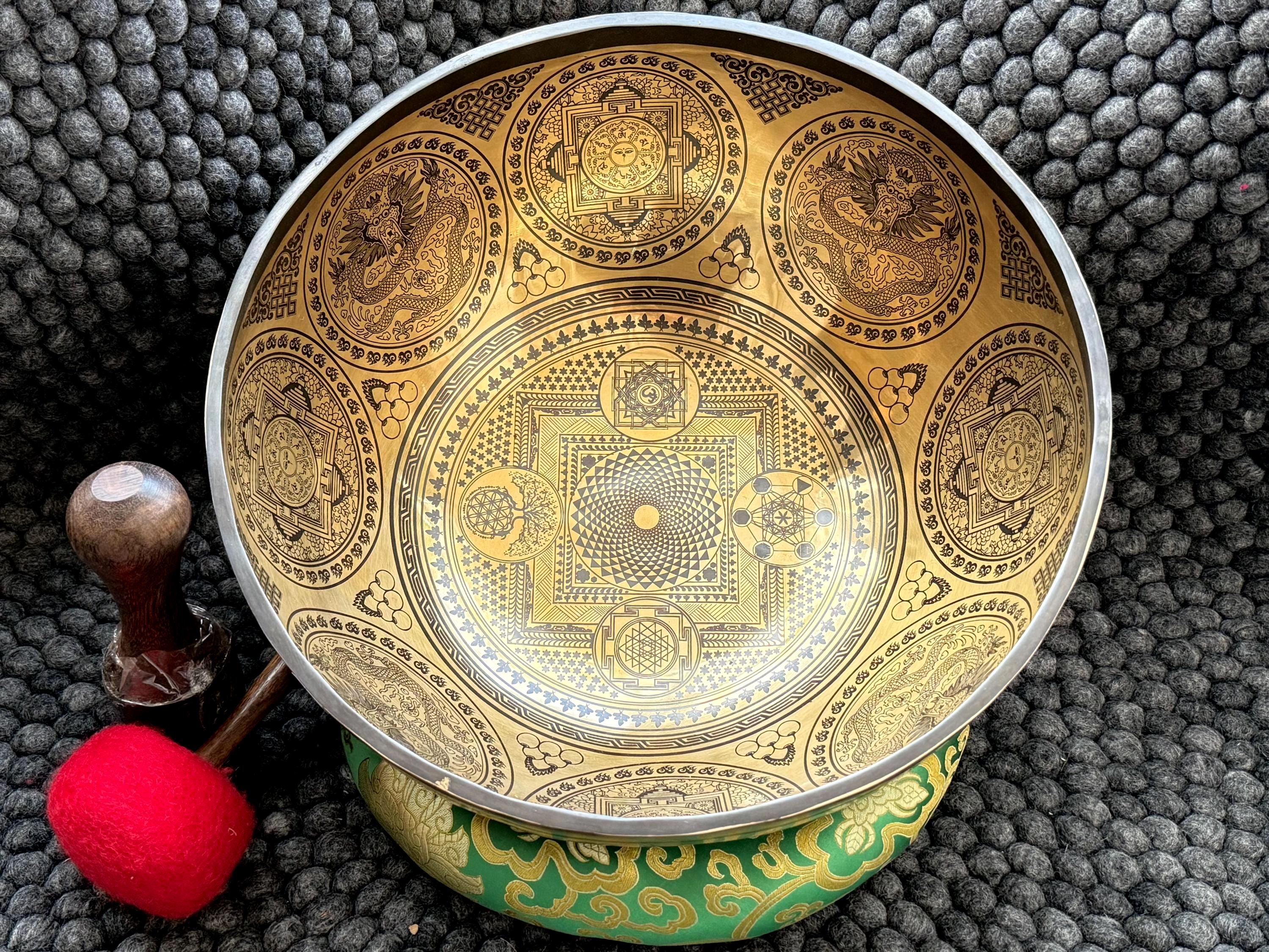 Premium Extra large Hand-Hammered Mandala Singing Bowl – Tibetan Chakra Healing & Meditation – Ideal for Group Sound Therapy- energy Balance