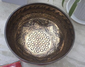 10 inches Flower of life singing Bowl-Made in Nepal- Best sound vibrations- Premium quality singing bowl-