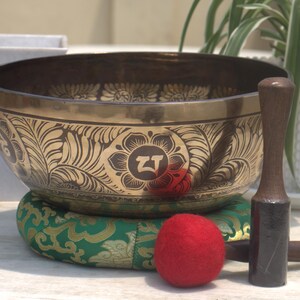 14 Zoll Mandala tibetische Klangschale-Best für Heilung und Meditation- Premium-Klangqualität-Made in Nepal