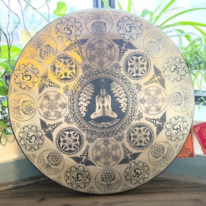 40–100 CM Handmade FINE YOGI Tibetan Mandala Gong with Stand – Authentic Nepalese Gong Bell for Meditation, Sound Healing & Chakra Balancing