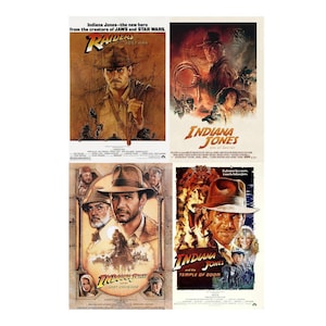 Paga 2 e ricevi 1 gratis, Indiana Jones, I predatori dell'arca perduta, L'ultima crociata, Il tempio maledetto, poster del film, stampa in alta definizione, arte murale senza cornice.
