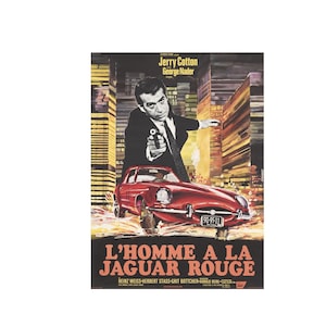 Paga 2 e ricevi 1 gratis. La morte nella giaguaro rossa. L'Homme a la Jaguar Rouge. Locandina del film. Stampa in alta definizione. Arte murale senza cornice.