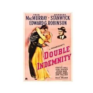 Paga 2 e ricevi 1 gratis, poster del film "Double Indemnity" del 1944, stampa in alta definizione, arte murale senza cornice.
