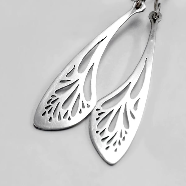 Dragonfly Wing Silver Earrings - Ready to send!