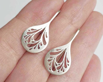 Dragonfly Wing Drop Silver Earrings - Made to Order