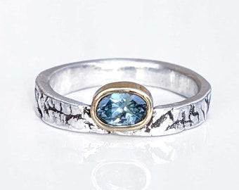 Blue Sapphire Textured Ring - Made to order