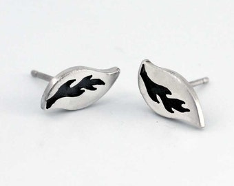 Silver Studs - Leaves - Ready to Send!