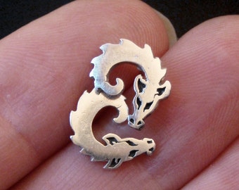Curled-up Baby Dragons - Silver Studs - Dragon jewellery - Ready to Send!