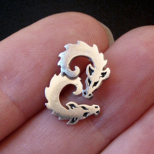 Curled-up Baby Dragons - Silver Studs - Dragon jewellery - Ready to Send!