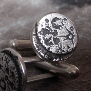 Moon Cufflinks Silver Sci Fi Ready to Send image 1