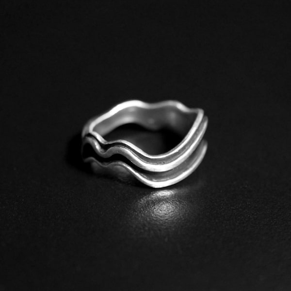 Dark River Siver Oxidised Ring - One of a kind