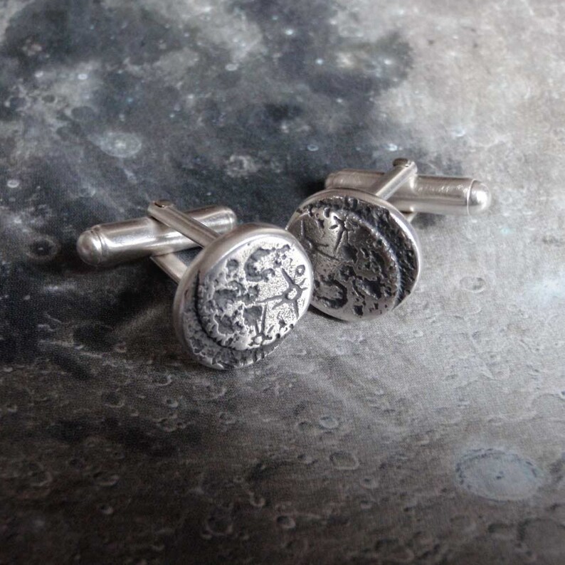 Moon Cufflinks Silver Sci Fi Ready to Send image 3