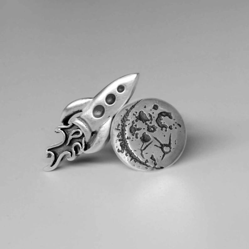 Moon Cufflinks Silver Sci Fi Ready to Send image 6