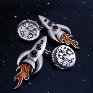 Moon Cufflinks Silver Sci Fi Ready to Send image 4