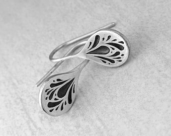 Wing Drop Silver Earrings - Made to Order