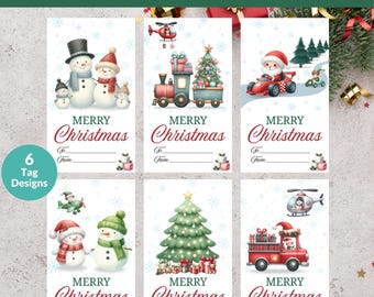 Printable Christmas Gift Tags, Personalized Holiday Gift Tags, Christmas Gift Wrapping | Editable Canva Template