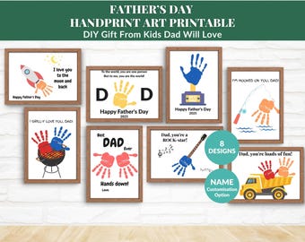 Father's Day Handprint Art Printable - DIY Dad Gift, Memory Keepsake Bundle