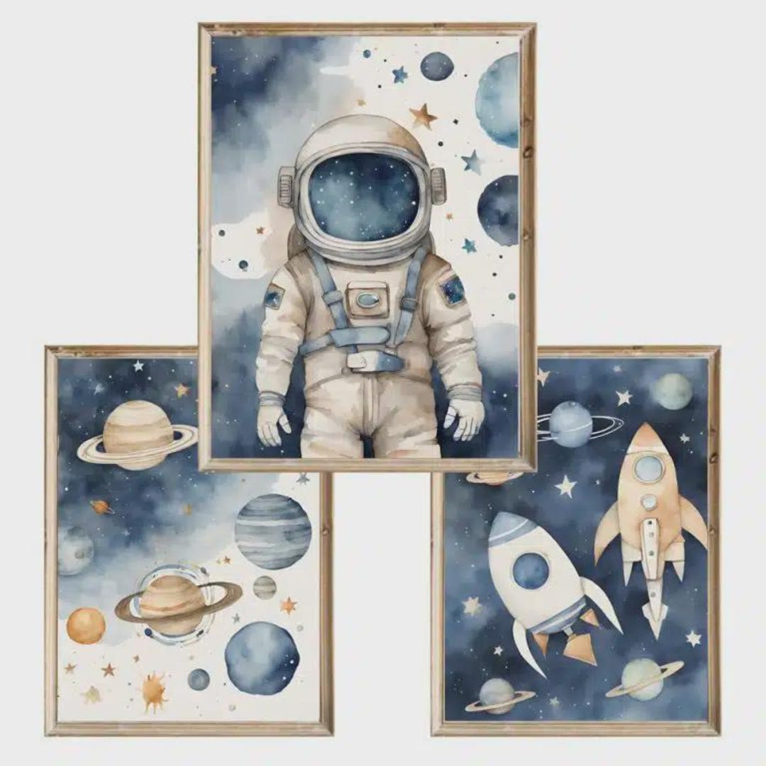 Space Nursery Wall Art Set of 3 – Cosmos & Planet Prints - Etsy