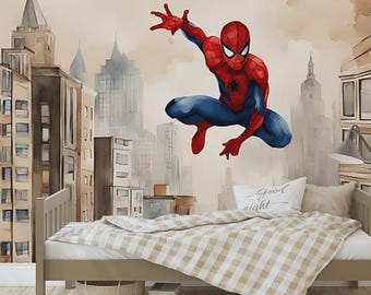 Carta da parati murale per bambini Spiderman City