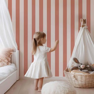 Wallpaper Kids Terracota Stripes