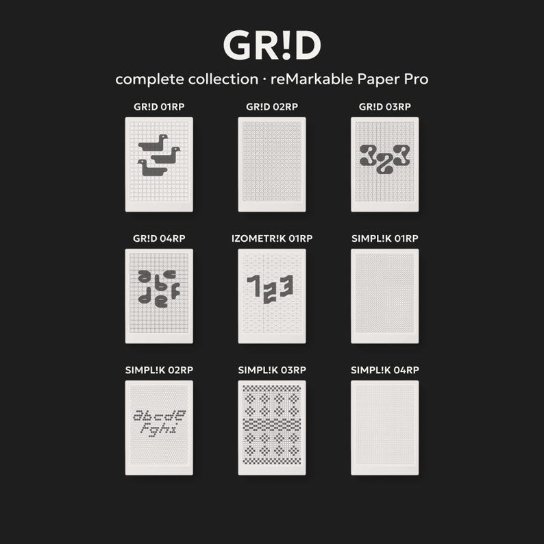 Graph Papper T Complete GR!D Collection, 9 Grid Templates for Remarkable Paper Pro ...