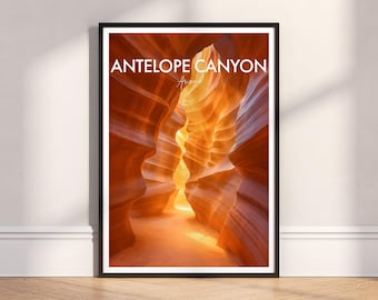 Antelope Canyon Wall Art: Arizona Desert, USA Modern Travel Poster