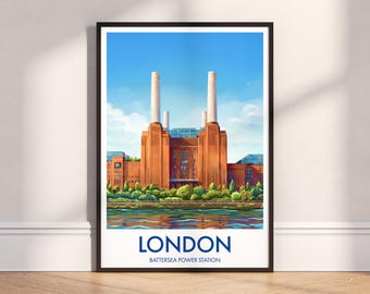 Battersea Power Station Elevation Print: London, UK Travel Poster