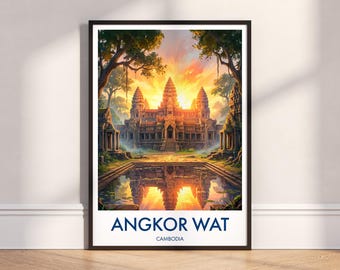 Angkor Wat Temple Print: Cambodia Travel Poster
