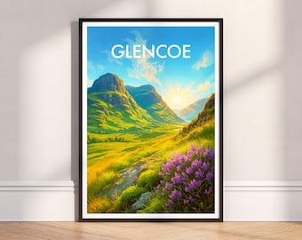 Glencoe Wall Art: Scottish Highlands, Scotland Modern Travel Poster