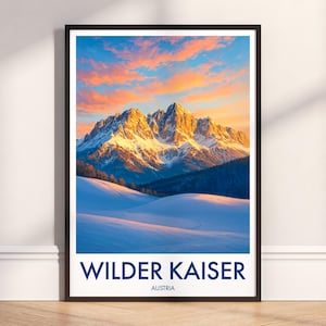 Wilder Kaiser-bergafdruk: reisposter Oostenrijkse Alpen