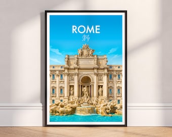 Trevi Fountain Wall Art: Rome, Italy Modern Travel Poster