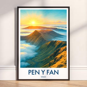 Impresión de la montaña Pen y Fan: Póster de viaje a Brecon Beacons, Gales