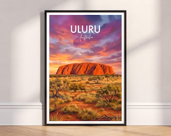 Uluru Wall Art: Ayers Rock, Australia Modern Travel Poster