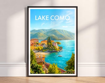 Varenna Wall Art: Lake Como, Italy Modern Travel Poster