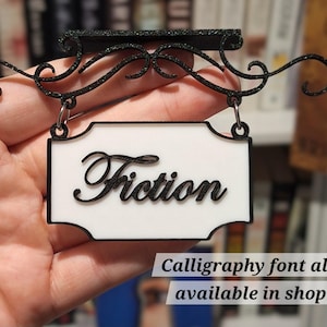 Bookshelf Genre Sign: Personalized Home Library Decor image 12