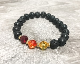 IGNITE YOUR FIRE - Lava Bead & Swarovski Bracelet (Stretch)