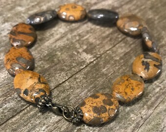Multi-colored Jasper Gemstone Bracelet with lobster claw clasp