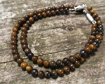 Brown Jasper Gemstone Bracelet with silver screw clasp