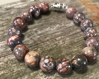 Multi-colored Jasper Gemstone Bracelet with silver screw clasp