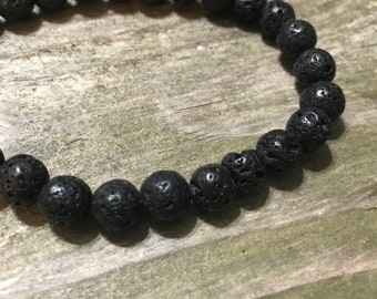 Lava Bead 27 Mala Bracelet (Stretch) essential oil diffuser