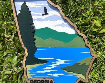 Hand-Painted Georgia State Wood Wall Art