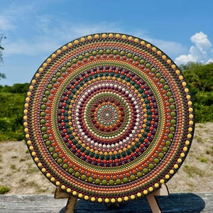 Hand-Painted Dot Mandala Wall Art: Boho Geometric Decor
