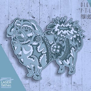 Cachorro SVG em camadas 3D, silhueta de animal de estimação, design Xtool, projeto Cricut, recorte de madeira, vetores para máquinas de corte a laser, formatos CDR, DXF, EPS e AI