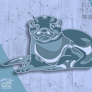 Lontra SVG em camadas 3D, vetores para máquinas de corte a laser, arte animal, formatos cdr, dxf, eps e ai para download, recortes de papel, artesanato Xtool